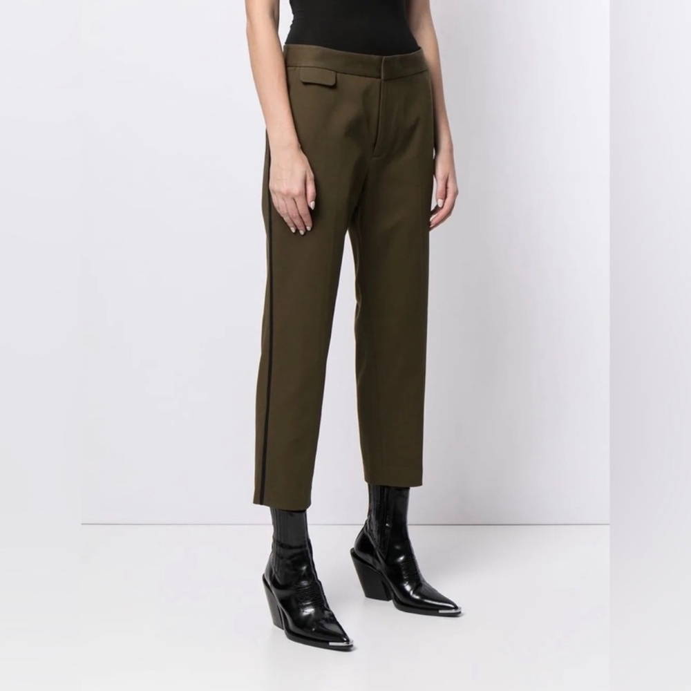 Equipment Femme Noemi straight leg pants size 8 piping green high rise structure